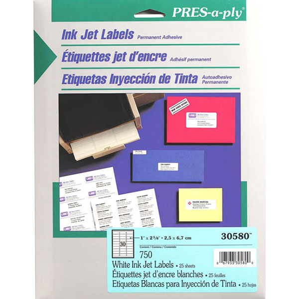 PRES-a-ply (1 1/3" x 4") (White Laser) (14 Labels/Sheet) (100 Sheets/Box) (Interchangeable with Avery# 5162)
