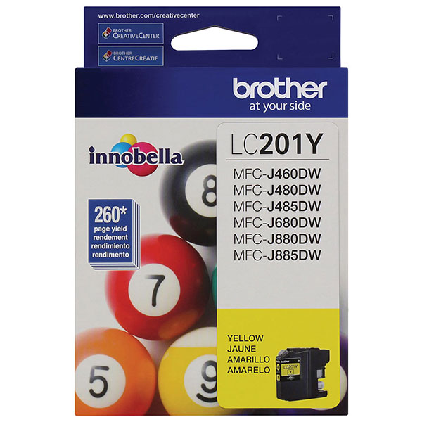 Brother MFC-J460DW, J480DW, J485DW, J680DW, J880DW, J885DW Yellow Ink Cartridge (260 Yield)