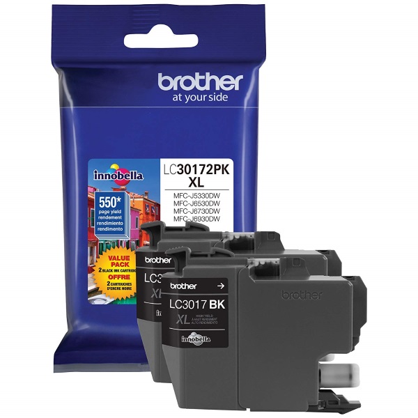Brother MFC-J5330DW, J6530DW, J6930DW High Yield Black Ink Cartridge Dual Pack (2 Pack of LC3017BK) (2 x 550 Yield)