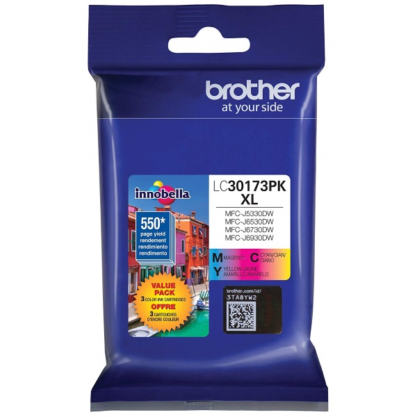 Brother MFC-J5330DW, J6530DW, J6930DW High Yield C/M/Y Ink Cartridge Combo Pack (Includes 1 Each of LC3017C, LC3017M, LC3017Y) (3 x 550 Yield)