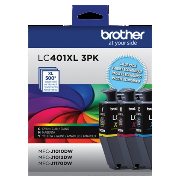 Brother MFC-J1010DW, MFC-J1012DW, MFC-J1170DW High Yield Color Ink Cartridge 3 Pack (1 each Cyan, Magenta, Yellow) (500 Yield)