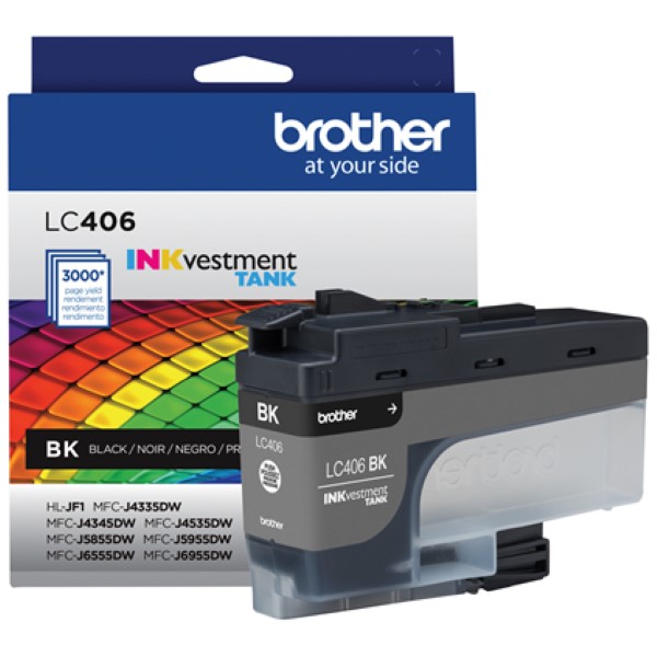 Brother INKvestment Tank MFC-J4335DW, MFC-J4335DW XL, MFC-J4345DW XL, MFC-J4535DW, MFC-J4535DW XW, MFC-J5855DW, MFC-J5955 Standard Yield Black Ink Cartridge (3,000 Yield)