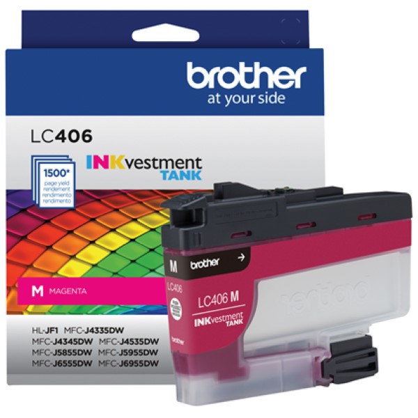Brother INKvestment Tank MFC-J4335DW, MFC-J4335DW XL, MFC-J4345DW XL, MFC-J4535DW, MFC-J4535DW XW, MFC-J5855DW, MFC-J5955 Standard Yield Magenta Ink Cartridge (1,500 Yield)