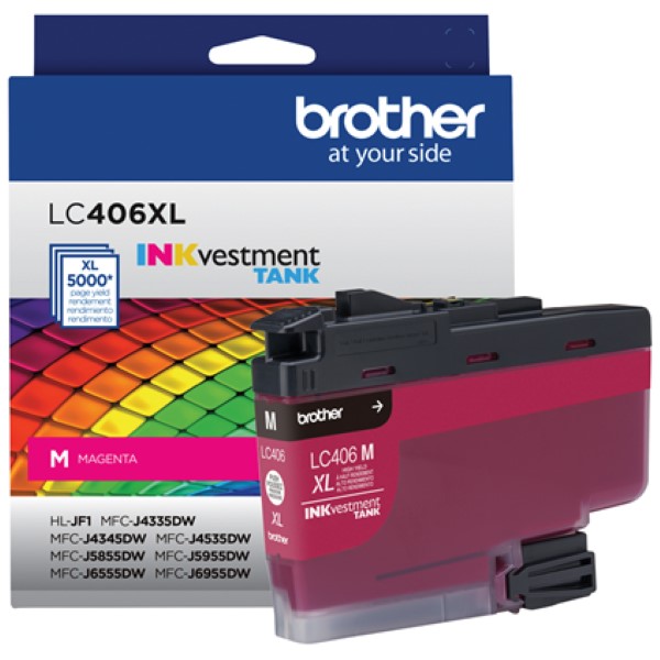 Brother INKvestment Tank MFC-J4335DW, MFC-J4335DW XL, MFC-J4345DW XL, MFC-J4535DW, MFC-J4535DW XL, MFC-J5955 High Yield Magenta Ink Cartridge (5,000 Yield)