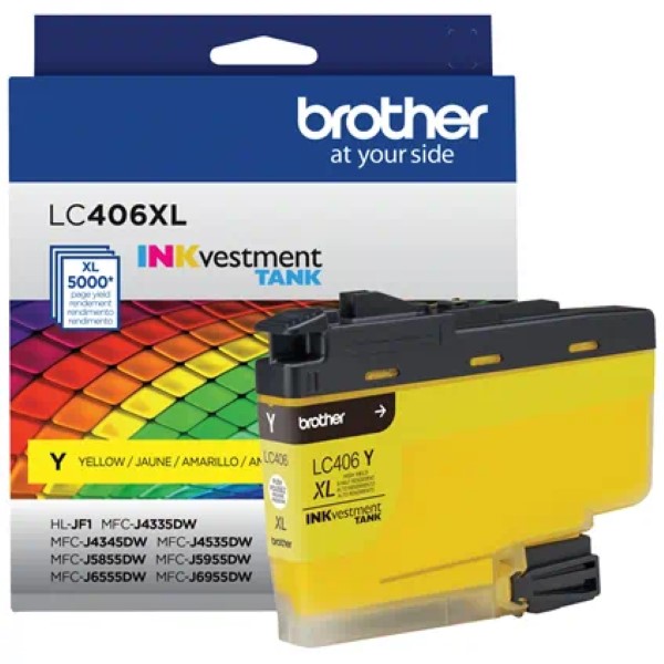 Brother INKvestment Tank MFC-J4335DW, MFC-J4335DW XL, MFC-J4345DW XL, MFC-J4535DW, MFC-J4535DW XL, MFC-J5855DW, MFC-J5955 High Yield Yellow Ink Cartridge (5,000 Yield)