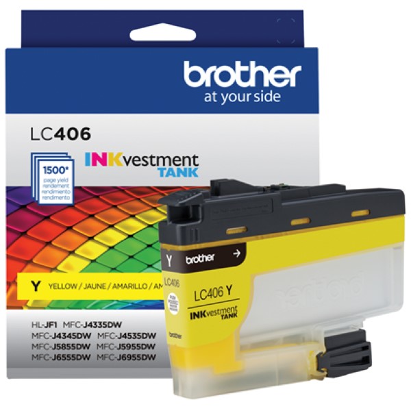 Brother INKvestment Tank MFC-J4335DW, MFC-J4335DW XL, MFC-J4345DW XL, MFC-J4535DW, MFC-J4535DW XW, MFC-J5855DW, MFC-J5955 Standard Yield Yellow Ink Cartridge (1,500 Yield)