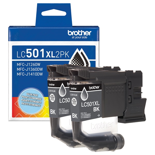 Brother MFC-J1260W, MFC-J1360DW, MFC-J1410DW 2-Pack High Yield Black Ink Cartridges (500 Yield Each)