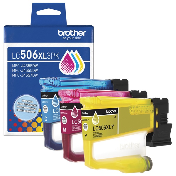 Brother MFC-J4355DW, MFC-J4555DW 3-Pack High Yield Cyan, Magenta and Yellow Ink Cartridges (1,500 Yield Each)