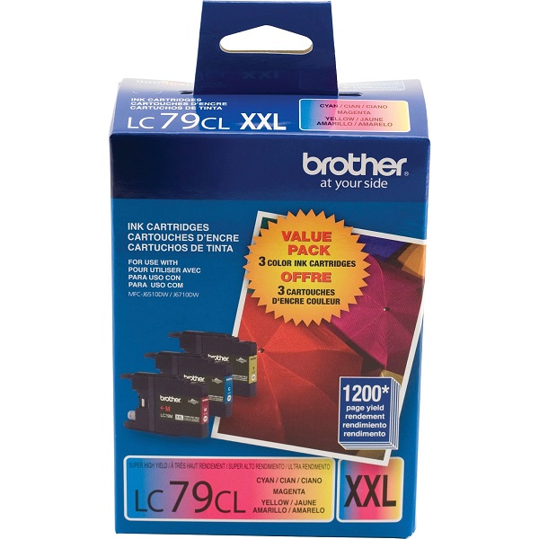 Brother MFC-J5910DW, J6510DW, J6710DW, J6910DW Super High Yield C/M/Y Ink Cartridge Combo Pack (Includes 1 Each of OEM# LC79C, LC79M, LC79Y) (3 x 1,200 Yield)
