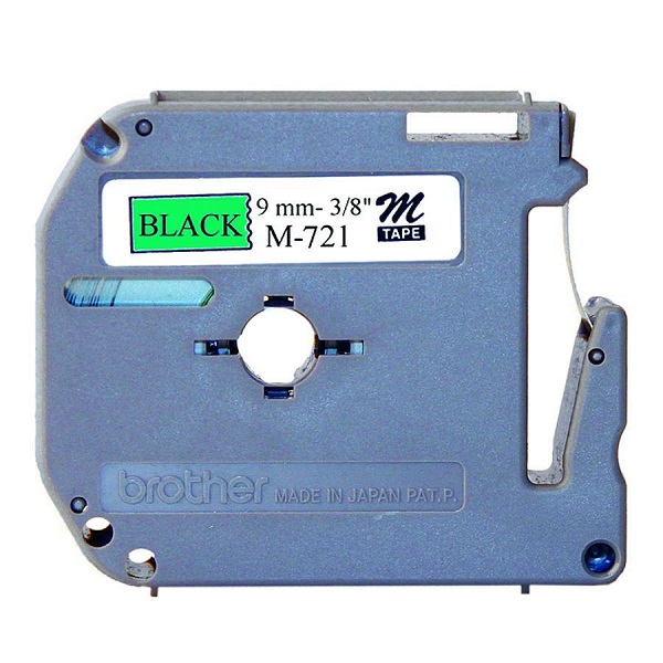Brother 9mm (3/8") Black on Metallic Green Non-Laminated Tape (8m/26.2') (1/Pkg) For use in M P-Touch: 65/85/100/110