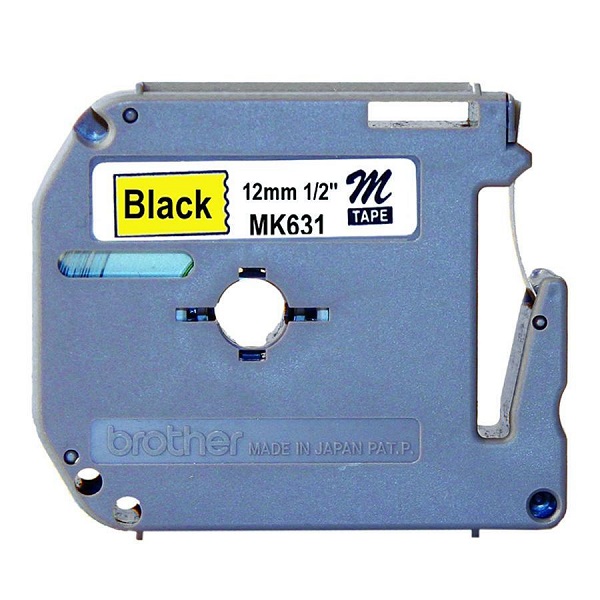 Brother 12mm (1/2") Black on Yellow Non-Laminated Tape (8m/26.2') (1/Pkg) For use in M P-Touch: 55/65/70/80/95/100/110