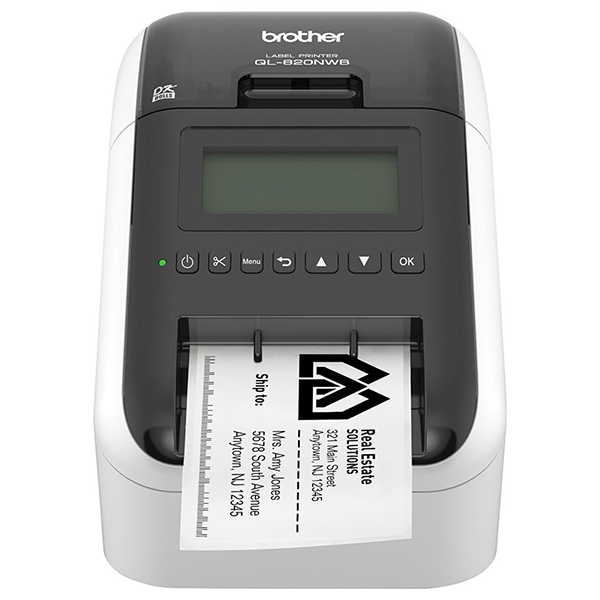 Brother QL-820NWB Label Printer (Tape Sizes: Die Cut and Continuous up to 2.4" Wide) (110 Labels/Min) (300 x 600 dpi) (PC-Connected or Standalone/USB/Ethernet/Wireless) (Auto Cutter) (Barcode)