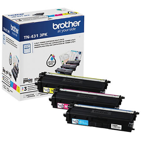 Brother MFC-L8610CDW, L8900CDW, HL-L8260CDW, L8360CDW, 8360CDWT Standard Yield Toner Cartridge 3-Pack (1 Ea. Cyan, Magenta, Yellow) (1,800 Yield Each)