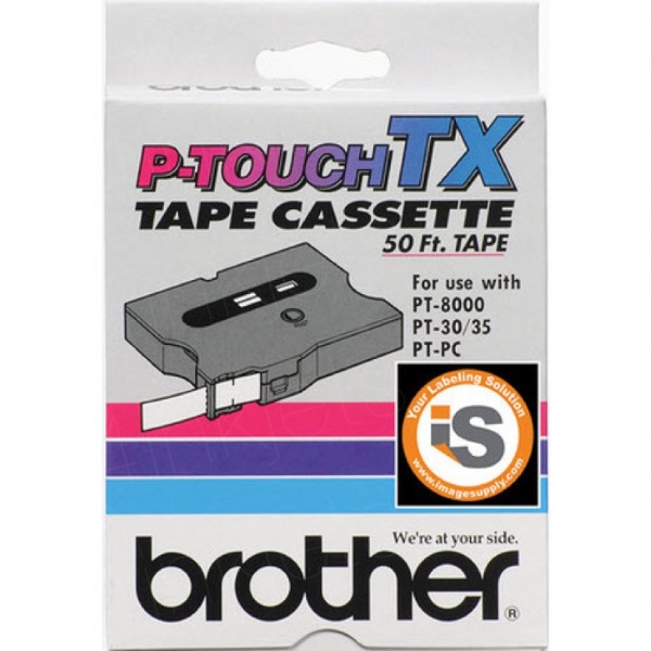 Brother 12mm (1/2") Black on Blue Laminated Tape (15m/50') (1/Pkg) For use in TX P-Touch: PC/30/35/8000