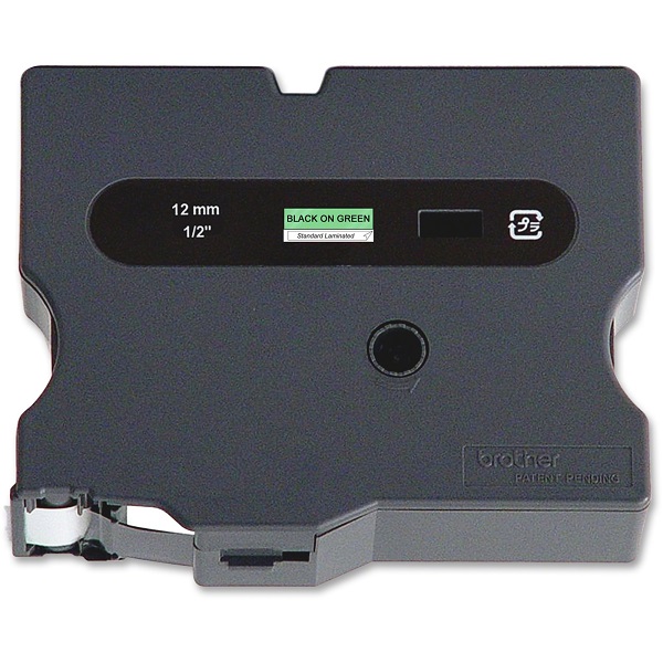 Brother 24mm (1") Black on Green Laminated Tape (15m/50') (1/Pkg) For use in TX P-Touch: PC/30/35/8000