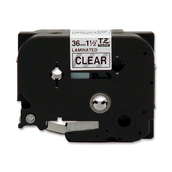 Brother 36mm (1 1/2") Black on Clear Laminated Tape (8m/26.2') (1/Pkg) For use in P-Touch: PT-530, 550, 3600, 9200DX, 9200PC, 9400, 9500PC, 9600