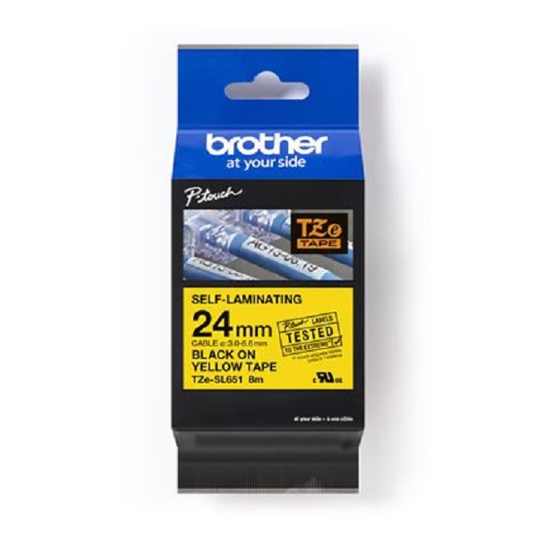Brother Printable Height, Black Ink on Yellow Self-Laminating Label (0.94" x 26.2') (0.37")