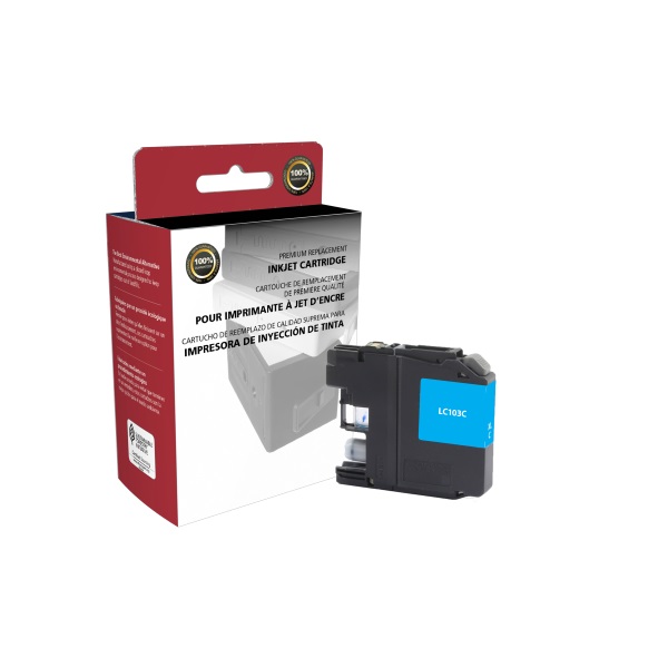 CIG Remanufactured High Yield Cyan Ink Cartridge for MFC-J4310DW, J4410DW, J4510DW, J4610DW, J4710DW, J650DW, J6520DW, J6720DW, J6920DW, J870DW, J875DW (Alternative for Brother LC103C) (600 Yield)