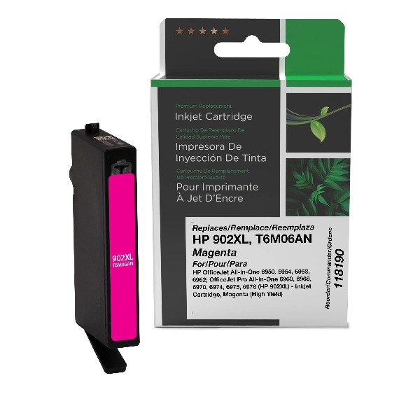 CIG Remanufacted High Yield Magenta Inkjet Cartridge for HP OfficeJet All-In-One 6954, 6958, 6962; OfficeJet Pro All-In-One 6960, 6968, 6970, 6974, 6975, 6978 (Alter for HP T6M06AN, 902XL) (825 Yield)
