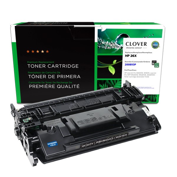 CIG Remanufactured Extended Yield Toner Cartridge for LaserJet Pro M402D, M402DN, M402DW, M402N; LaserJet Pro MFP M426FDN, M426FDW (Alternative for HP CF226X, 26X) (12,000 Yield)