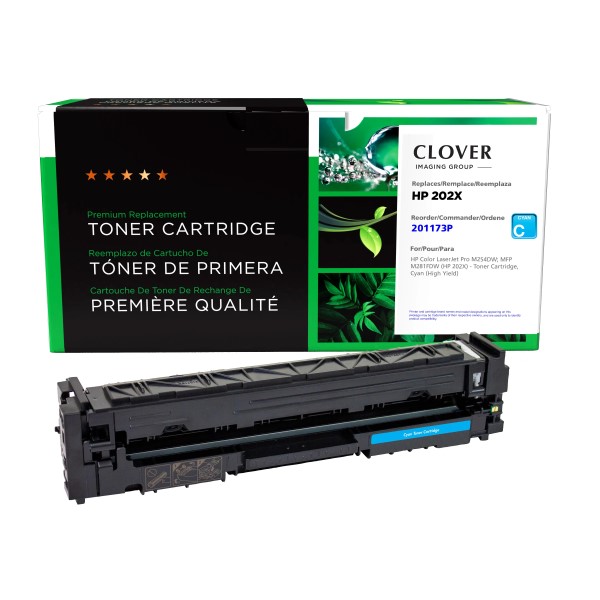 CIG Remanufactured Cyan High Yield Toner Cartridge for Color LaserJet Pro M254DW; MFP M281FDW (Alternative for HP CF501X, 202X) (2,500 Yield)