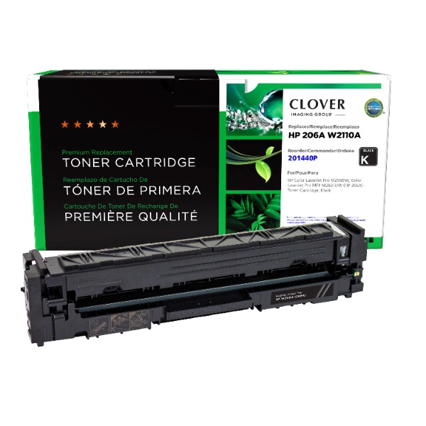 CIG Remanufactured Black Toner Cartridge for HP Color LaserJet Pro M255DW; Color LaserJet Pro MFP M283FDW (Alternative for HP W2110A, 206A) (1,350 Yield)