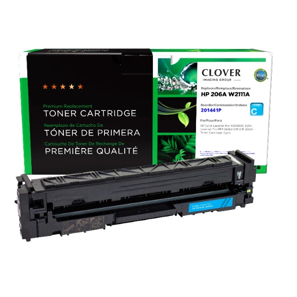 CIG Remanufactured Cyan Toner Cartridge for HP Color LaserJet Pro M255DW; Color LaserJet Pro MFP M283FDW (Alternative for HP W2111A, 206A) (1,250 Yield)