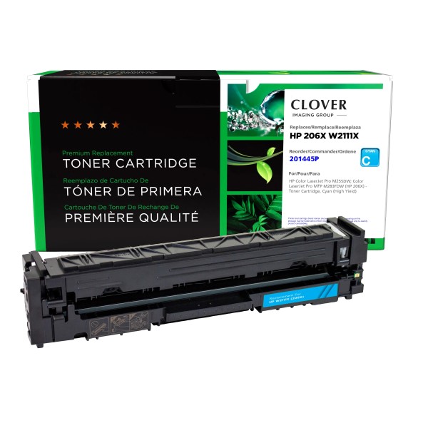 CIG Remanufactured Cyan High Yield Toner Cartridge for Color LaserJet Pro M255DW; Color LaserJet Pro MFP M283FDW (Alternative for HP W2111X, 206X) (2,450 Yield)