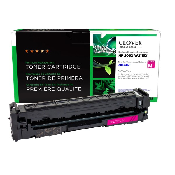 CIG Remanufactured Magenta High Yield Toner Cartridge for Color LaserJet Pro M255DW; Color LaserJet Pro MFP M283FDW (Alternative for HP W2113X, 206X) (2,450 Yield)