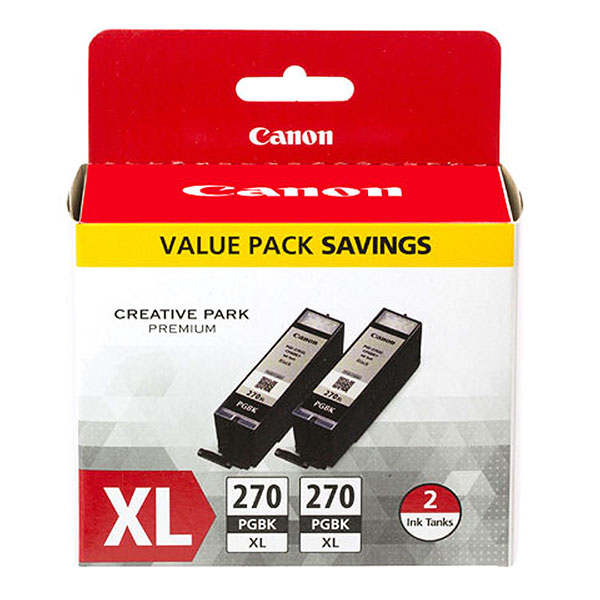 Canon (PGI-270XL) PIXMA MG5720 MG5721 MG5722 MG6820 MG6821 MG6822 MG7720 High Yield Pigment Black Ink Cartridge Twin Value Pack (2 x 22.2ml)