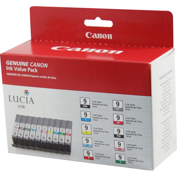 Canon (PGI-9)  PIXMA Pro9500, Pro9500 Mark II Black/Color 10-Ink Combo Pack (Includes 1 Each of OEM# 1033B002, 1034B002, 1035B002, 1036B002, 1037B002, 1038B002, 1039B002, 1040B002, 1041B002, 1042B002)