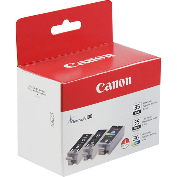 Canon (PGI-35, CLI-36) iP100 Black/Color Ink Combo Pack (Includes 2 of OEM# 1509B002, 1 of OEM# 1511B002)