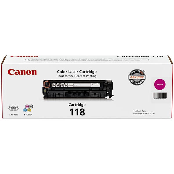 Canon (CRG-118M) imageCLASS LBP7200Cdn, LBP7660Cdn, MF726Cdw, MF729Cdw, MF8350Cdn, MF8380Cdw, MF8580Cdw Magenta Toner Cartridge (2,900 Yield)