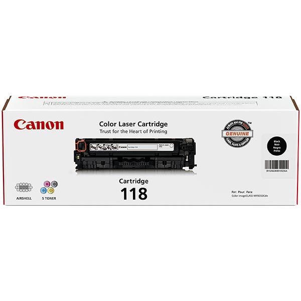 Canon (CRG-118BK) imageCLASS LBP7200Cdn, LBP7660Cdn, MF726Cdw, MF729Cdw, MF8350Cdn, MF8380Cdw, MF8580Cdw Black Toner Cartridge (3,400 Yield)