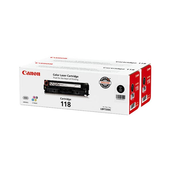 Canon (CRG-118BK VP) imageCLASS LBP7200Cdn, LBP7660Cdn, MF726Cdw, MF729Cdw, MF8350Cdn, MF8380Cdw, MF8580Cdw Black Toner Cartridge Dual Pack (2 Pack of OEM# 2662B001AA) (2 x 3,400 Yield)