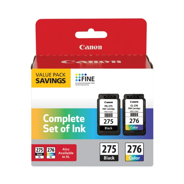 Canon (PG-275 / CL-276) PIXMA TS3520 Series, PIXMA TR4720 Value Pack (Includes Black 5.6ml/Color 6.2ml)