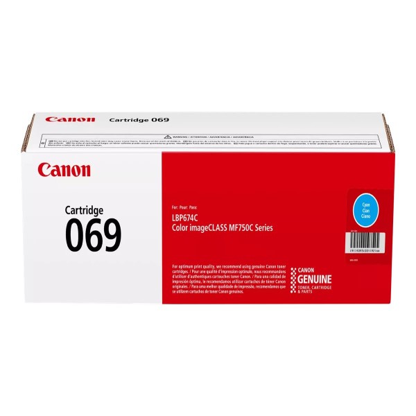Canon (069) MF753Cdw, MF751Cdw, LBP674Cdw Cyan Cartridge (1,900 Yield)