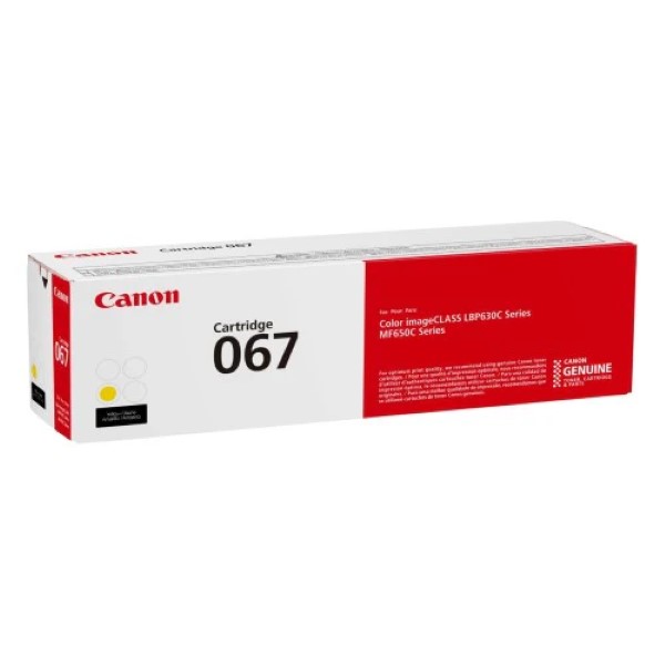Canon (067) MF656Cdw, MF654Cdw, MF653Cdw, LBP633Cdw, LBP632Cdw Yellow Cartridge (1,250 Yield)