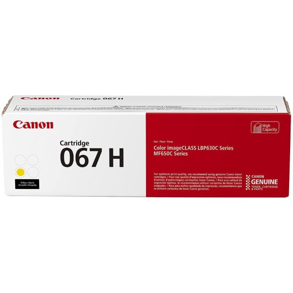Canon (067 H)  MF656Cdw, MF654Cdw, MF653Cdw, LBP633Cdw, LBP632Cdw Yellow Cartridge (2,350 Yield)