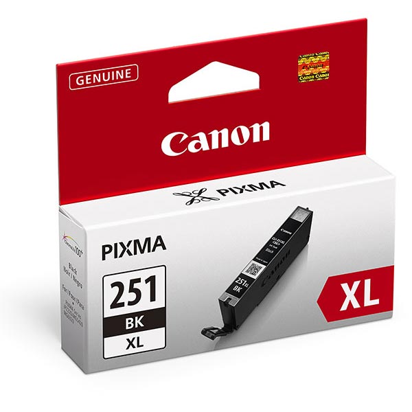 Canon (CLI-251XLB) PIXMA iP7220, iP8720, iX6820, iX8720, MG5420, MG5520, MG5620, MG6320, MG6420, MG6620, MG7120, MG7520, MX922 High Yield Black Ink Tank