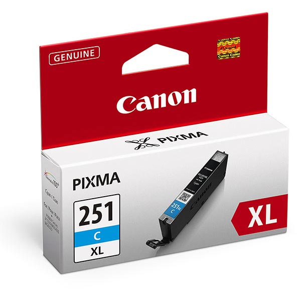 Canon (CLI-251XLC) PIXMA iP7220, iP8720, iX6820, iX8720, MG5420, MG5520, MG5620, MG6320, MG6420, MG6620, MG7120, MG7520, MX922 High Yield Cyan Ink Tank
