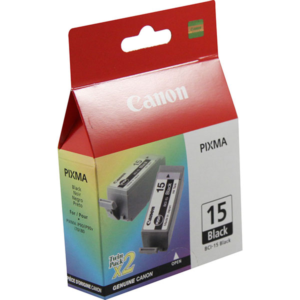 Canon (BCI-15BK) PIXMA i70, i80, iP90 Black Ink Tank Twin Pack