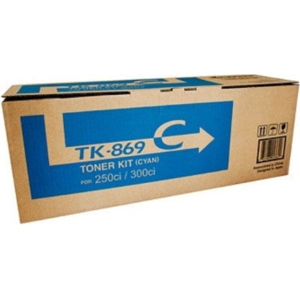 Kyocera (TK-869C) CS-250ci CS-300ci Cyan Toner Cartridge (Includes Waste Toner Container) (12000 Yield)