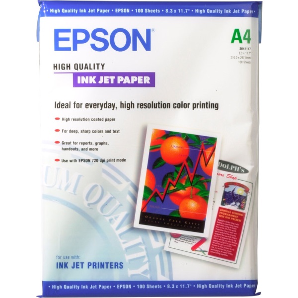 Epson High Quality Inkjet Paper A4 size (18.3 x11.7) (100 sheets)