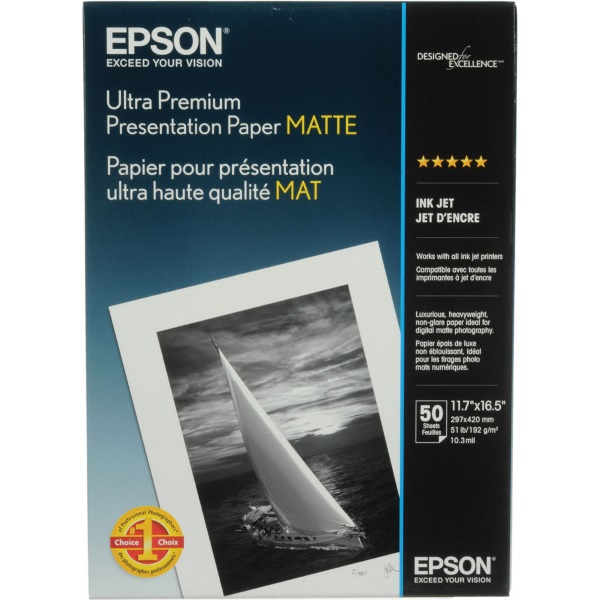 Epson Ultra Premium Presentation Paper Matte (11.7" x 16.5") (50 Sheets/Pkg)