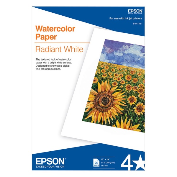 Epson Watercolor Paper Radiant White (13" x 19") (20 Sheets/Pkg)