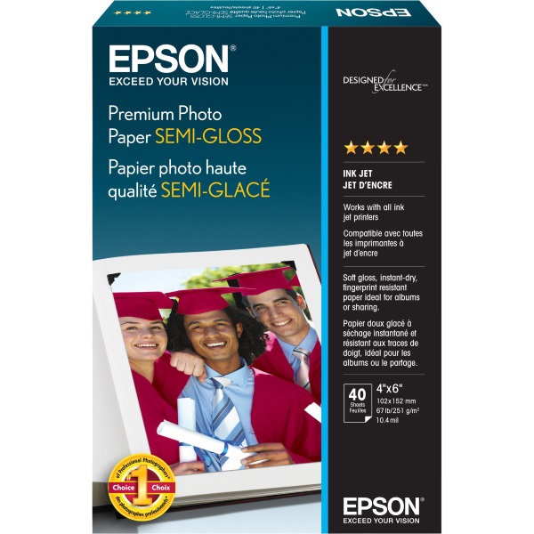 Epson Premium Photo Paper Semi-Gloss (4" x 6") (40 Sheets/Pkg)