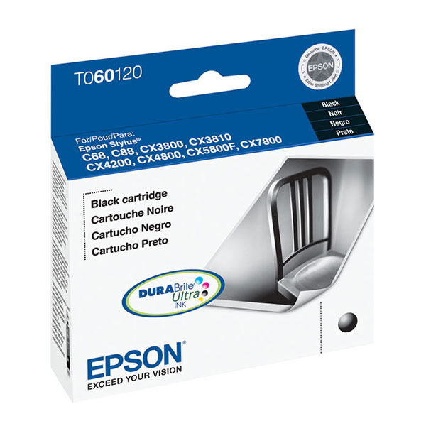 Epson (60) Stylus C68 C88 C88+ CX3800 CX3810 CX4200 CX4800 CX5800F CX7800 Black Ink Cartridge (400 Yield)