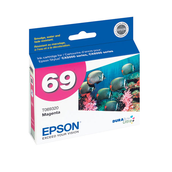 Epson (69) Stylus CX5000 CX6000 CX7000F CX7400 CX7450 CX8400 N11 NX100 NX200 NX300 NX400 NX510 DURABrite Ultra Magenta Ink Cartridge (380 Yield)