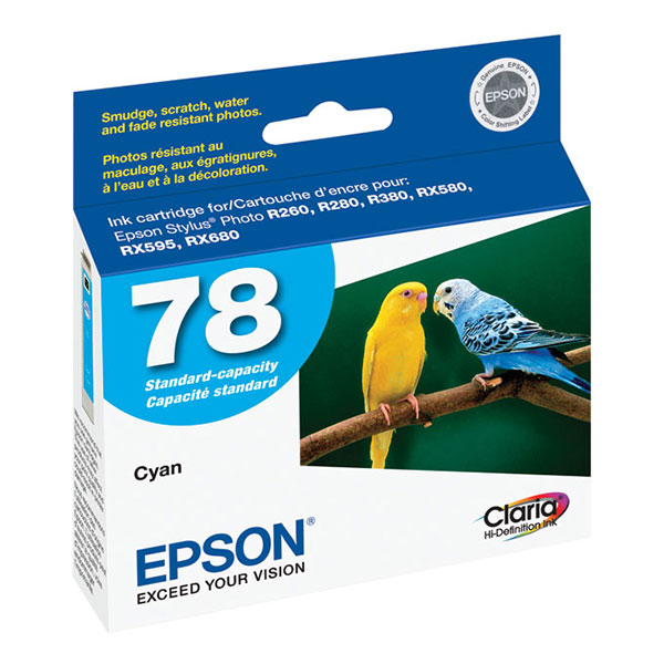 Epson (78) Stylus Photo R260 R280 R380 RX580 RX595 RX680 Artisan 50 Claria Hi-Definition Cyan Ink Cartridge (525 Yield)